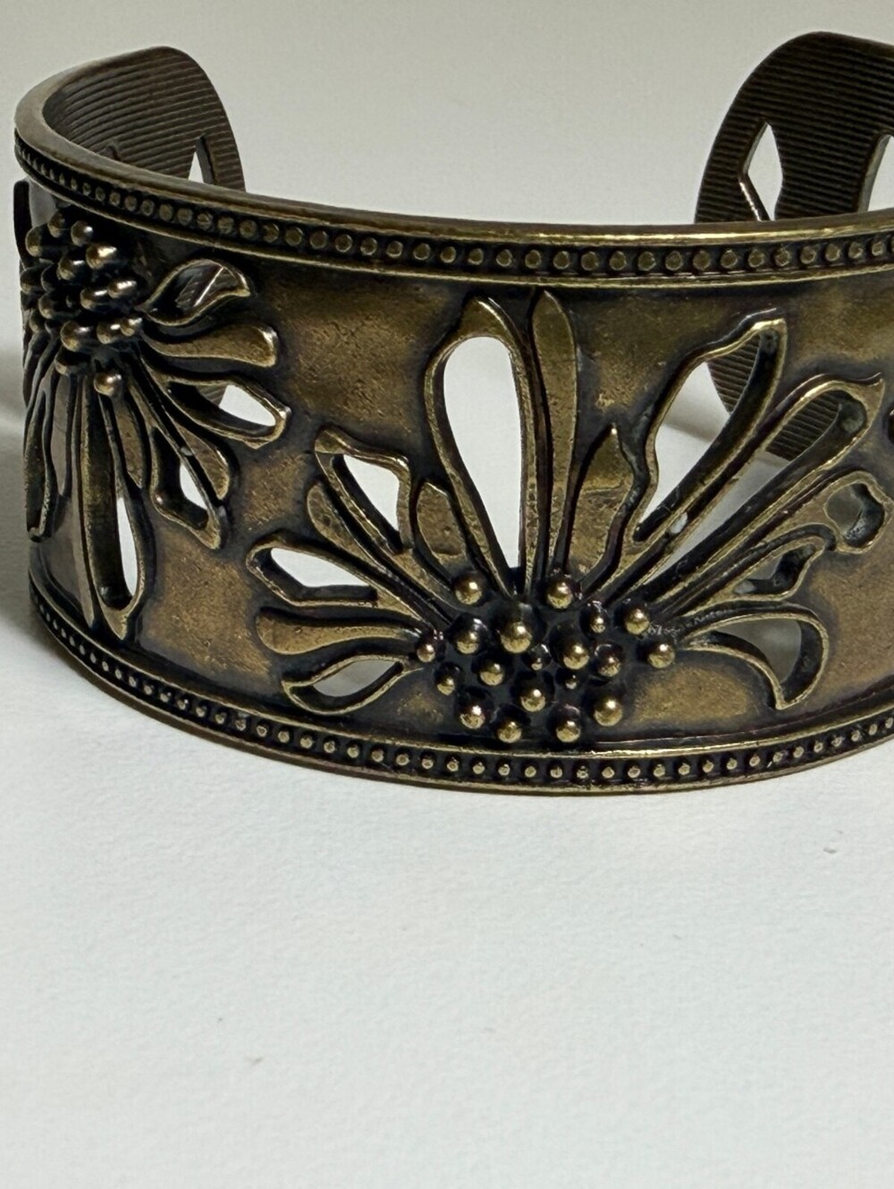 Antique Bronze Floral Cutout Cuff Bracelet